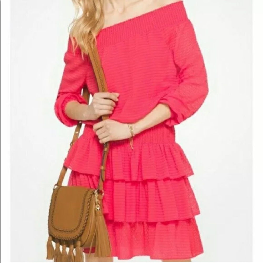 Michael Kors Ruffled Off-The-Shoulder Dress XXS